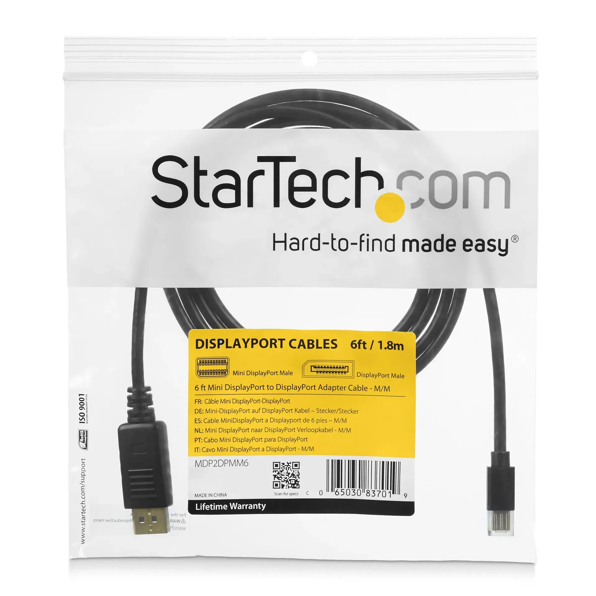StarTech.com 2m Mini DisplayPort auf DisplayPort 1.2 Kabel - 4K x 2K UHD Mini DisplayPort auf DisplayPort Adapter Kabel - Mini DP auf DP Monitorkabel - mDP auf DP Konverterkabel – Bild 3