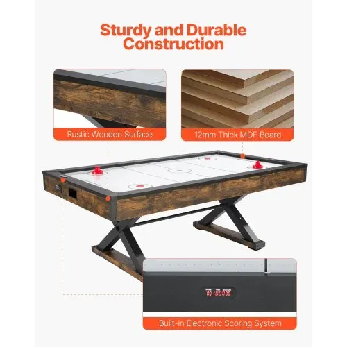 VEVOR Air Hockey Tisch (214 cm) mit 2 Pushern & 2 Pucks & elektronischem Punktezähler & X-förmigen Beinen, luftbetriebener Hockey-Spieltisch für Familienspielzimmer Partys Familientreffen Büro – Bild 5