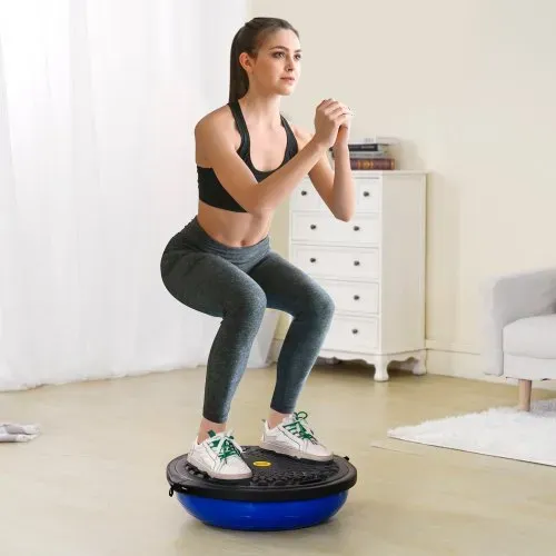 VEVOR Halb-Gymnastikball-Trainer, 66 cm Balance-Ball-Trainer, 680 kg Tragkraft Stabilitätsball, Yoga-Ball mit Widerstandsbändern und Fußpumpe, Kraft-Fitnessball im Heim-Fitnessstudio, Blau – Bild 7