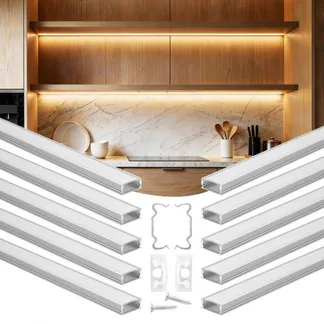 VEVOR LED Profil 10er-Pack 2 m, Eloxierte Aluminiumprofile mit Milchiger Abdeckung, Endkappen & Befestigungsclips, Kanäle, Diffusor für LED-Streifen, Ideal für Unterbau-Arbeitsplatten, U Form VEVOR LED Profil 10er-Pack 2 m, Eloxierte Aluminiumprofile mit Milchiger Abdeckung, Endkappen & Befestigungsclips, Kanäle, Diffusor für LED-Streifen, Ideal für Unterbau-Arbeitsplatten, U Form