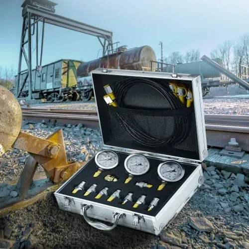 VEVOR Hydraulikdruck-Testset, 250 / 400 / 600 bar, 3 Messgeräte, 9 Prüfkupplungen, 3 Prüfschläuche, Bagger-Hydraulik-Testmessgeräte-Set mit Tragbarer Tragetasche für Bagger, Traktoren, Baumaschinen – Bild 7