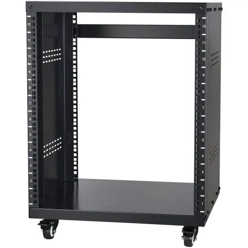 VEVOR 12U AV-Rack-Ständer, 500 lbs Kapazität, Netzwerk-Stereo-Aufnahmestudio-Rack mit feststellbaren Lenkrollen, runden und quadratischen Löchern, speziellen Belüftungsöffnungen für die Montage von 19-Zoll-Audio-, Video-, Musik- und IT-Geräten – Bild 8