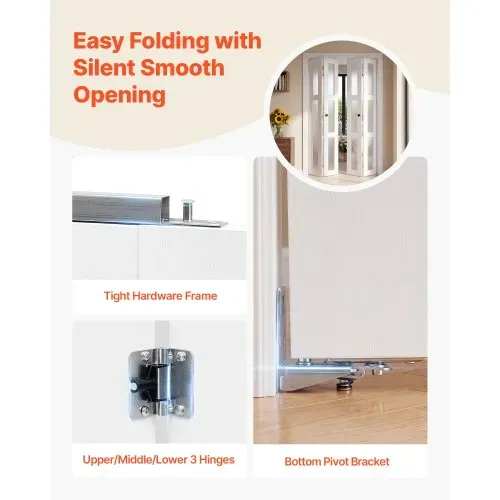 VEVOR Falttür Klapptür Komplettset 1219 mm (vier 305 mm) x 2032 mm Mattglas, für Schränke & Schlafzimmer, 4-tlg. Faltschiebetür mit Metallbeschlägen & Verbundrahmen, Modern Stilvoll & Platzsparend Weiß – Bild 4