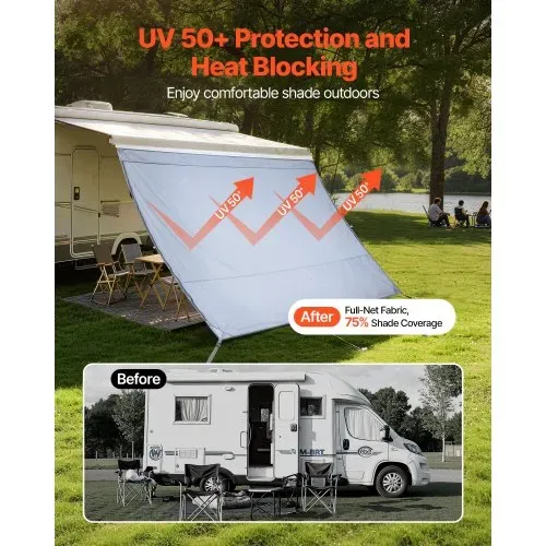 VEVOR Sonnenschutz (2 x 2,8 m) für Markisen (3 m), Markisen-Vorderwand mit UV50+ & Reißverschluss-PU-Bezug & Doppelt Genähtem Polyester-Netzgewebe, Regenschutz für Wohnmobil, Camping & Wohnwagen VEVOR Sonnenschutz (2 x 2,8 m) für Markisen (3 m), Markisen-Vorderwand mit UV50+ & Reißverschluss-PU-Bezug & Doppelt Genähtem Polyester-Netzgewebe, Regenschutz für Wohnmobil, Camping & Wohnwagen