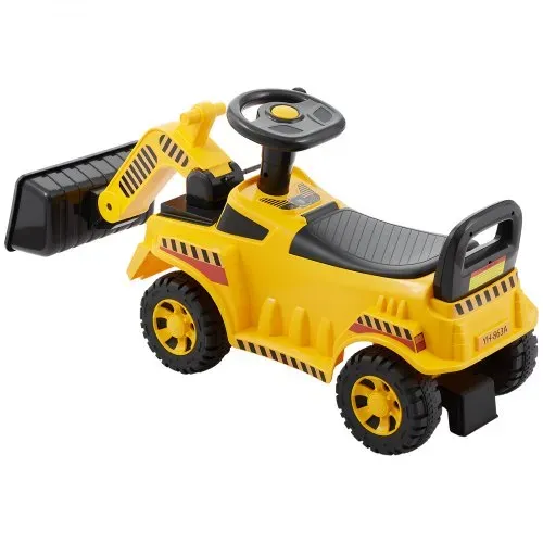 VEVOR Sitzbagger, Kinderbagger, Bagger-Bulldozer-Spielzeug mit Kippschutz und Stauraum unter dem Sitz, Aufsitzbagger 25 kg Tragkraft, Lauflernhilfe für Kleinkinder von 19 bis 36 Monaten, Gelb – Bild 10