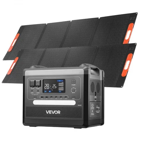 VEVOR Tragbare Powerstation, 2400-W-Solargenerator mit 2 faltbaren 200-W-Solarpanels, erweiterbarer 2160-Wh-LiFePO4-Akku mit 10 Ausgängen für Notstromversorgung zu Hause, beim Camping und im Wohnmobil VEVOR Tragbare Powerstation, 2400-W-Solargenerator mit 2 faltbaren 200-W-Solarpanels, erweiterbarer 2160-Wh-LiFePO4-Akku mit 10 Ausgängen für Notstromversorgung zu Hause, beim Camping und im Wohnmobil