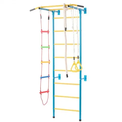 VEVOR Sprossenwand Turnwand Klettergerüst für Kinder (ab 3 Jahren), 5-in-1-Set mit schwedischer Leiter aus Karbonstahl, Klimmzugstange & Strickleiter & Turnringen 100 kg belastbar mehrfarbig – Bild 8