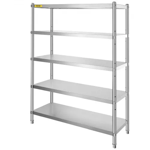 VEVOR Küchenregal 5 Ebenen, Standregal bis 750 kg (150 kg pro Boden), Edelstahlregal Gastronomie mit Verstellbaren Füßen & Regalböden, Schwerlastregal für Lager Garage Werkstatt, 1200 x 455 x 1830 mm VEVOR Küchenregal 5 Ebenen, Standregal bis 750 kg (150 kg pro Boden), Edelstahlregal Gastronomie mit Verstellbaren Füßen & Regalböden, Schwerlastregal für Lager Garage Werkstatt, 1200 x 455 x 1830 mm