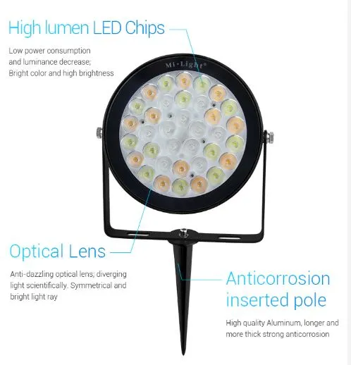 MiBoxer FUTC05 LED Garten Lampe 25W RGB-WW (RGB-CCT) mit Funk IP66 230V – Bild 8