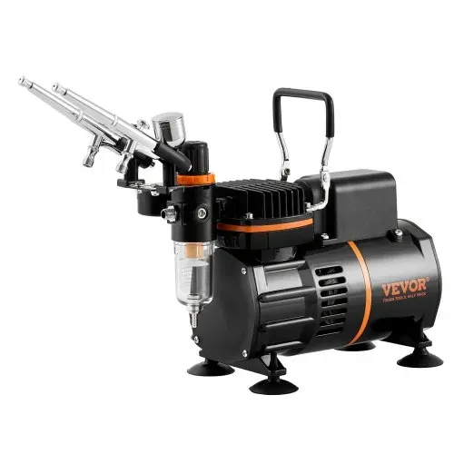 VEVOR Airbrush-Set, Luftkompressor mit Doppellüfter, professionelles Airbrush-System-Set mit 3 Airbrushes, Halter, Farbmischrad, Reinigungsbürsten-Set, Airbrush-Set für Kunst, Nägel, Kekse, Make-up, K – Bild 10