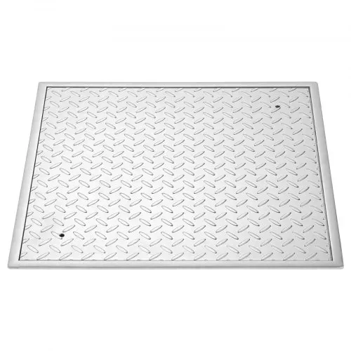 VEVOR Schachtabdeckung mit Rahmen 60 x 60 cm, Quadratischer Schachtdeckel Klärgrubendeckel, Hochbelastbarer Rutschfester Gullydeckel aus Kohlenstoffstahl für Abflussrinne, für Gehwege Gärten Höfe – Bild 8