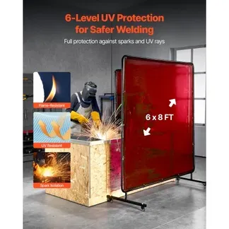 VEVOR 2er-Pack Schweißvorhang, 1740×2340 mm Schweißschutzwand, flammhemmende Vinyl-Schweißschutzwand mit 6-stufigem UV-Schutz für Werkstatt-/Industrieeinsatz, Rot (Ohne Rahmen) VEVOR 2er-Pack Schweißvorhang, 1740×2340 mm Schweißschutzwand, flammhemmende Vinyl-Schweißschutzwand mit 6-stufigem UV-Schutz für Werkstatt-/Industrieeinsatz, Rot (Ohne Rahmen)