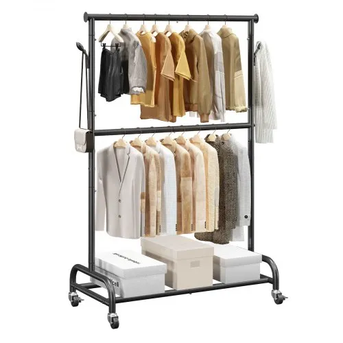 VEVOR Kleiderständer Garderobenständer rollbar mit verstellbarer Querstange & seitlichen Haken, 150 kg belastbar, robuster Kleiderständer aus Karbonstahl für Schlafzimmer Waschküche Wohnzimmer VEVOR Kleiderständer Garderobenständer rollbar mit verstellbarer Querstange & seitlichen Haken, 150 kg belastbar, robuster Kleiderständer aus Karbonstahl für Schlafzimmer Waschküche Wohnzimmer