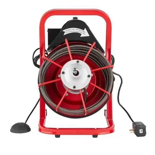 VEVOR Rohrreinigungsmaschine 50 FT x 3/8 Zoll, Kanalisationsspirale mit manueller Zuführung, 250 W elektrische Rohrreinigungsmaschine mit 4 Schneidern und luftaktiviertem Fußschalter für 2" bis 4" Rohre – Bild 9