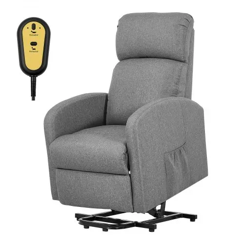 VEVOR Fernsehsessel Elektrisch, Relaxsessel Stufenlose Verstellung, Seniorensessel mit Leinenbezug, Hochelastischem Schaumstoff, Seitentaschen, Fernbedienung, Massagesessel, Hellgrau – Bild 8