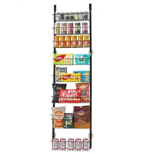 VEVOR Vorratsschrank Speisekammer-Organizer Aufbewahrung über der Tür, 9-stufige Gewürzregale zum Aufhängen aus Stahl, verstellbare Lagerregale für die Wand, für Zuhause Küche Badezimmer, schwarz – Bild 8