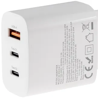 Stecker-Netzteil mit USB-C „CTN-PD65 a3“ In 100-240V~, Out 5,0V/9,0V/12,0V=, 65W Stecker-Netzteil mit USB-C „CTN-PD65 a3“ In 100-240V~, Out 5,0V/9,0V/12,0V=, 65W