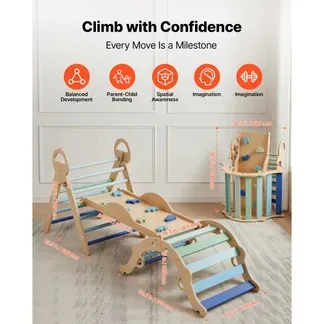 VEVOR Kletterdreieck, 9-in-1 Kletterspielzeug, mit Holzautos, Kissen, Kletterdreieck, Rutsche & Kletterbogen, bis 68 kg, Montessori Indoor Spielset für Kinder im Alter von 1 bis 3 Jahren, Blau VEVOR Kletterdreieck, 9-in-1 Kletterspielzeug, mit Holzautos, Kissen, Kletterdreieck, Rutsche & Kletterbogen, bis 68 kg, Montessori Indoor Spielset für Kinder im Alter von 1 bis 3 Jahren, Blau