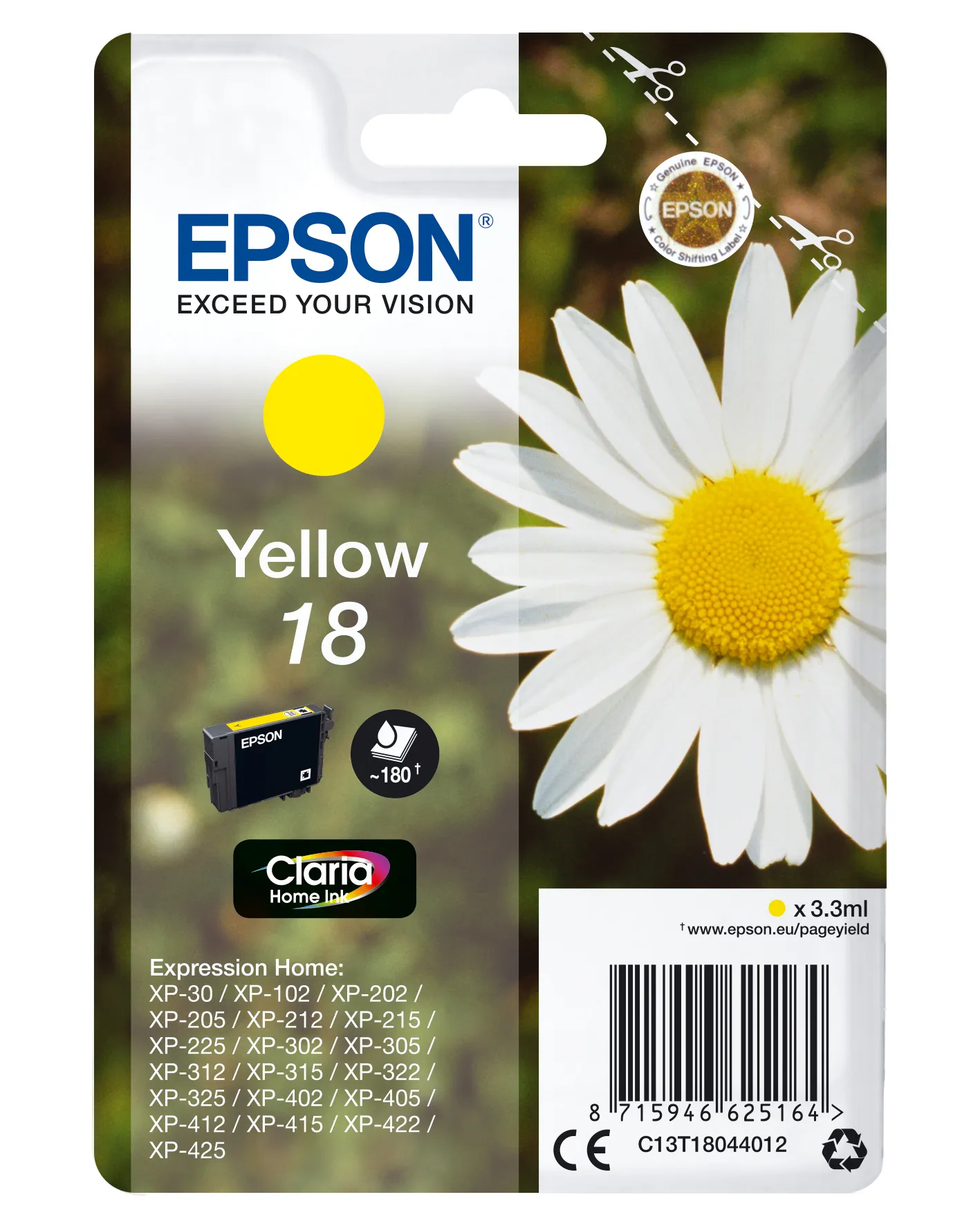 Epson Daisy Singlepack Yellow 18 Claria Home Ink Epson Daisy Singlepack Yellow 18 Claria Home Ink