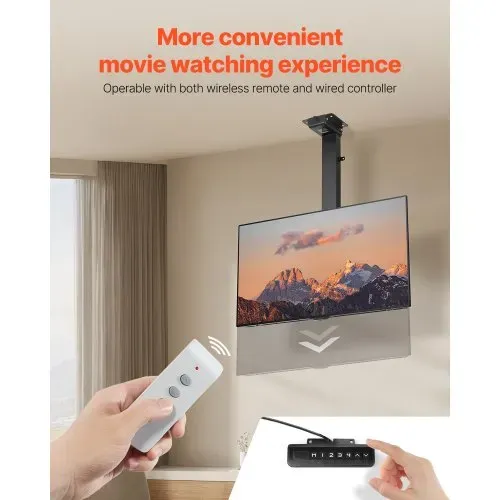 VEVOR Motorisierte TV Wandhalterung Halterung für 813 bis 1397 mm Fernseher, elektrischer Verstellbarer herunterklappbarer Ständer mit max. VESA 60 x 40 cm, passend für Fernseher bis zu 54 kg – Bild 4