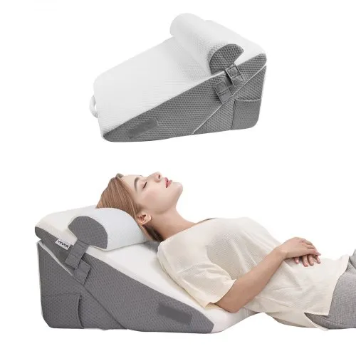 VEVOR Bettkeilkissen, 3-teiliges orthopädisches Lesekissen-Set, mit Jacquard-Bezug & Schaumstoffunterstützung, Kissen nach Operationen zur Linderung von saurem Reflux, Rückenschmerzen & Schnarchen VEVOR Bettkeilkissen, 3-teiliges orthopädisches Lesekissen-Set, mit Jacquard-Bezug & Schaumstoffunterstützung, Kissen nach Operationen zur Linderung von saurem Reflux, Rückenschmerzen & Schnarchen