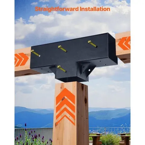 VEVOR Pfostenverbinder, 4er-Pack, T-förmige Pfostennecke für Posten mit einer Innengröße von 92 x 92 mm, 3-Wege-Pergola-Halterungen, Pavillon-Halterungssatz mit Schrauben – Bild 6