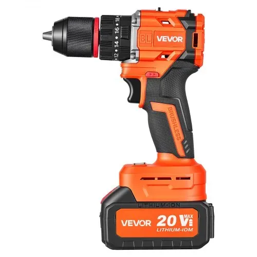 VEVOR Akku-Schlagbohrschrauber 20V 12,7mm 30.000IPM 500U/min/2.000 U/min, zum Bohren in Holz & Metall sowie zum Schrauben, 4000-mAh-Lithium-Ionen-Akku & Ladegerät, mit Ganzmetall-Bohrfutter, 65 Nm – Bild 9