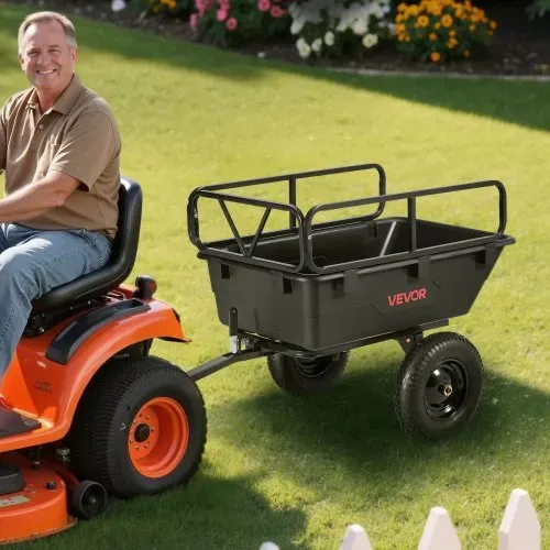 VEVOR Kippanhänger, 226,8 kg, ATV-UTV-Transportanhänger, Kippwagen zum Hinterherziehen mit 40,64 cm Reifen, Handzug oder Fußpedal, Hochleistungs-Hofanhänger für Rasenmäher, Traktor, Gartenabfälle – Bild 7