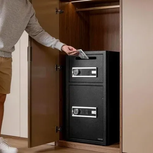 VEVOR Tresor Safe Elektronischer Aktentresor Doppeltür 93,45 L Geldschrank, mit Elektronischem Tastenfeld Diebstahlsicherung Digitalem Sicherheitsschloss mit Schlüssel Einwurfschlitz Schwarz – Bild 7