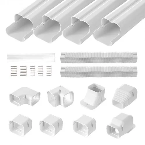 VEVOR Mini-Split-Line-Set-Abdeckung 76,2 mm B 5350 mm L, dekorative PVC-Rohrleitungsabdeckung für Klimaanlage mit 4 geraden Kanälen und vollständigen Komponenten, überstreichbar für Wärmepumpen, weiß VEVOR Mini-Split-Line-Set-Abdeckung 76,2 mm B 5350 mm L, dekorative PVC-Rohrleitungsabdeckung für Klimaanlage mit 4 geraden Kanälen und vollständigen Komponenten, überstreichbar für Wärmepumpen, weiß