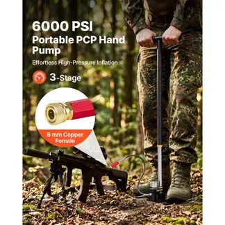 VEVOR PCP-Handpumpe 3-stufig, Hochdruckpumpe bis 41,37 MPa, Standpumpe mit Öl-Wasser-Filter, Manometer und Edelstahlgehäuse, für Luftgewehre, Paintball, Reifenbefüllung und Schlauchboote Schwarz VEVOR PCP-Handpumpe 3-stufig, Hochdruckpumpe bis 41,37 MPa, Standpumpe mit Öl-Wasser-Filter, Manometer und Edelstahlgehäuse, für Luftgewehre, Paintball, Reifenbefüllung und Schlauchboote Schwarz