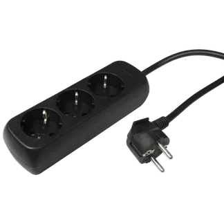 Steckdosenleiste, 3-fach mit Shutter, 1,5m Zuleitung, schwarz Steckdosenleiste, 3-fach mit Shutter, 1,5m Zuleitung, schwarz
