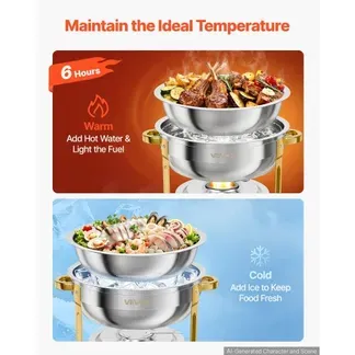 VEVOR Chafing Dish Rund 2er-Set je 5,68 L aus Edelstahl Warmhaltebehälter Ideal für Hochzeiten, Partys & Familienfeiern, zum Warmhalten oder Kühlen von Speisen, 2 Speisebehälter, Zange & Glasschale VEVOR Chafing Dish Rund 2er-Set je 5,68 L aus Edelstahl Warmhaltebehälter Ideal für Hochzeiten, Partys & Familienfeiern, zum Warmhalten oder Kühlen von Speisen, 2 Speisebehälter, Zange & Glasschale