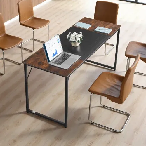 VEVOR Computertisch Bürotisch Schreibtisch (160 x 60 cm Tischplatte), moderner Arbeitstisch mit Metallrahmen & 68 kg Tragkraft für Homeoffice Arbeitszimmer Schlafzimmer Wohnzimmer, Braun Schwarz – Bild 7