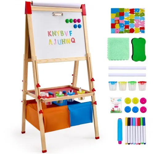 VEVOR Kunststaffelei für Kinder, 3-in-1-Kunststaffelei aus Holz, doppelseitig, mit magnetischem Whiteboard, Kreidetafel, Papierrolle, verstellbarem Zeichenbrett mit Malzubehör, für Kinder ab 3 Jahren VEVOR Kunststaffelei für Kinder, 3-in-1-Kunststaffelei aus Holz, doppelseitig, mit magnetischem Whiteboard, Kreidetafel, Papierrolle, verstellbarem Zeichenbrett mit Malzubehör, für Kinder ab 3 Jahren