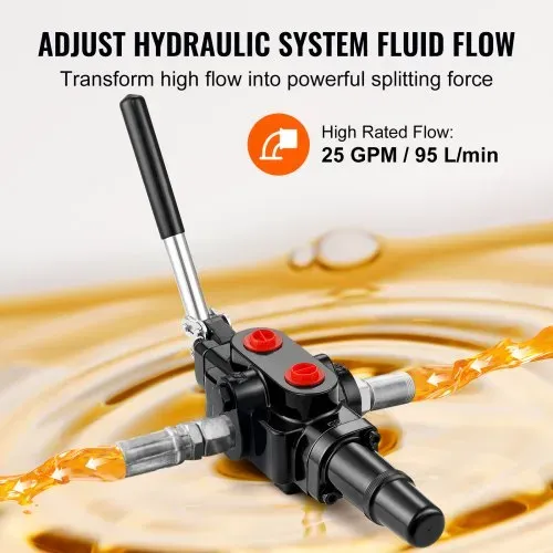VEVOR Hydraulisches Holzspalterventil, 1 Spule, 25 GPM hydraulisches Wegeventil, 3626 PSI hydraulisches Laderventil, hydraulisches Joystick-Steuerventil für kleine Traktoren, Lader, Holzspalter – Bild 2
