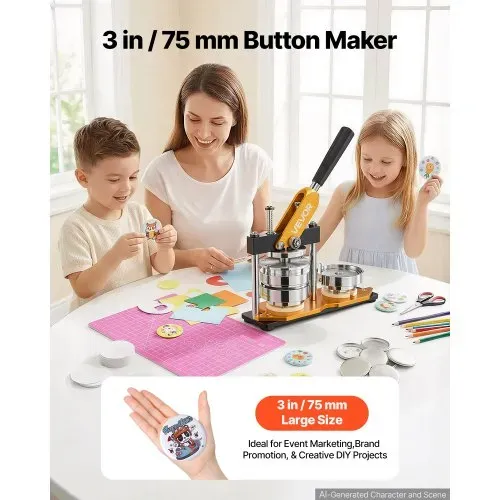 VEVOR Buttonmaschine 7,62cm Badge Punch Press Kit, Kinder DIY Geschenke Knopfmachermaschine, Button Herstellung Abzeichen mit 500 Stk. Button Teile & Kreisschneider & Zauberbuch VEVOR Buttonmaschine 7,62cm Badge Punch Press Kit, Kinder DIY Geschenke Knopfmachermaschine, Button Herstellung Abzeichen mit 500 Stk. Button Teile & Kreisschneider & Zauberbuch
