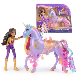 Unicorn Academy Set – Sophia und Einhorn Wildstar mit echter Mähne und Schweif sowie Bürste, ca. 12 cm große Originalfiguren zur beliebten Netflix Serie Unicorn Academy Set – Sophia und Einhorn Wildstar mit echter Mähne und Schweif sowie Bürste, ca. 12 cm große Originalfiguren zur beliebten Netflix Serie
