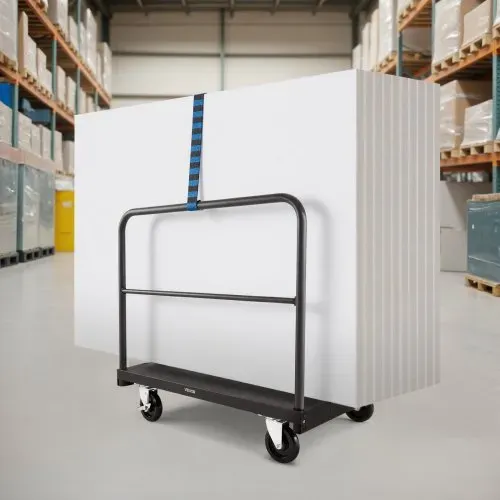 VEVOR Plattenwagen, 816 kg Tragkraft, 2-in-1 Rollenwagen mit 360° Lenkrollen, 914x610 mm Plattformwagen mit 3 seitlichen Handläufen, Transporthilfe für Fabrik, Lager, Garage, Schwarz – Bild 7