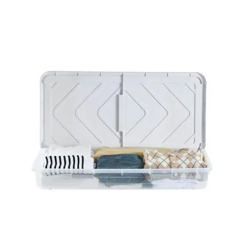 VEVOR Unterbettkommode Unterbettaufbewahrungsbox 2 Stk. Rollbar (101 x 51 x 15 cm) Unterbettbehälter mit Deckel &
grauem Riegel, Aufbewahrungsbox Organizer für Kleidung Schuhe Decken Schlafzimmer – Bild 9