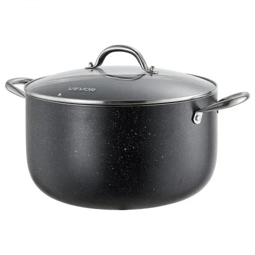 VEVOR Suppentopf aus Aluminium 11,4 L Antihaftbeschichtet Kochtopf mit Glasdeckel, PFOA- und PFAS-frei, Kompatibel mit Gasherden Induktionsherden Elektroherden, Ideal für Suppen Eintöpfe und Pasta – Bild 8