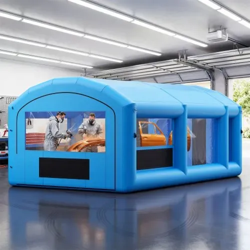 VEVOR Aufblasbare Lackierkabine 7x4x2,75 m Spritzkabine Farbkabine Blau, mit 550-W- & 750-W-Gebläsen Aktivkohlefiltration Umkleidebereich PVC-Fenster für ATV Motorrad Mittelgroße Möbel Tragbar – Bild 7