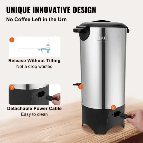 VEVOR Kommerzielle Heißgetränkespender Kaffee Heißwasserspender 50 Tassen, 1000 W Warmhaltebehälter Heißwasserspender 7,4 L Warmhaltebehälter Säfteimer für Büro, Partys, Café, Picknicks usw. – Bild 4