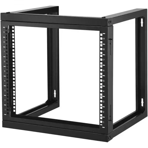 VEVOR 9U-Rack zur Wandmontage, 150 lbs/68,04 kg maximale Tragkraft, Server-Netzwerk-Rack mit offenem Rahmen und Käfigmutternschrauben, Karbonstahl 20,9 x 17,7 x 20,5 Zoll für 19 Zoll/482,6 mm AV- und Server-IT-Geräte, schwarz – Bild 8
