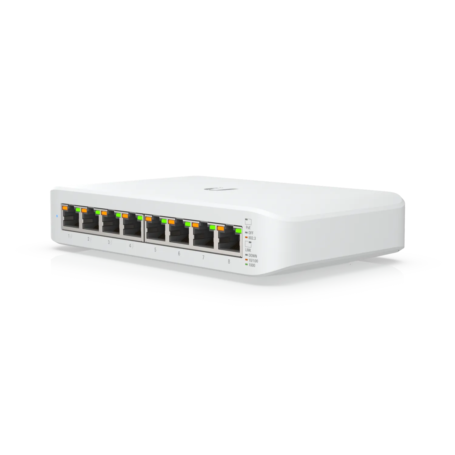 Ubiquiti Switch smart managed Layer2 8 Port • 8x GbE • PoE Budget 52W • 4x PoE at • Desktop • Lüfterlos • UniFi • USW-Lite-8-POE – Bild 3