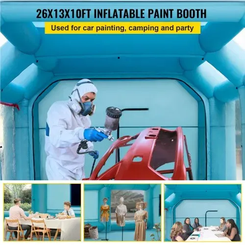 VEVOR Aufblasbare Sprühkabine Zelt 8x4x3m Lackierkabine Zelt 210D Oxford-Gewebe PVC Auto Lackierkabine mit 2 abnehmbaren Türen Gebläse inkl. Ideal für Autolackierung und Reparatur von Motorrädern VEVOR Aufblasbare Sprühkabine Zelt 8x4x3m Lackierkabine Zelt 210D Oxford-Gewebe PVC Auto Lackierkabine mit 2 abnehmbaren Türen Gebläse inkl. Ideal für Autolackierung und Reparatur von Motorrädern