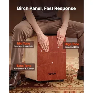 VEVOR Cajon, Kistentrommel mit internen Gitarrensaiten, leichte Drum-Box aus Holz, tragbares Trommel-Musikinstrument aus mit Silikonfüßen, abgerundeten Kanten, für Anfänger & Profis, 305x305x430 mm VEVOR Cajon, Kistentrommel mit internen Gitarrensaiten, leichte Drum-Box aus Holz, tragbares Trommel-Musikinstrument aus mit Silikonfüßen, abgerundeten Kanten, für Anfänger & Profis, 305x305x430 mm