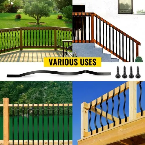 VEVOR Terrassenbaluster, 51er-Packung Metall-Terrassenspindeln, 32,25" x 1" Treppenbaluster mit Schrauben, Eisen-Terrassengeländer für Holz- und Verbundterrassen, stilvoller Baluster für Außentreppenterrassen – Bild 6