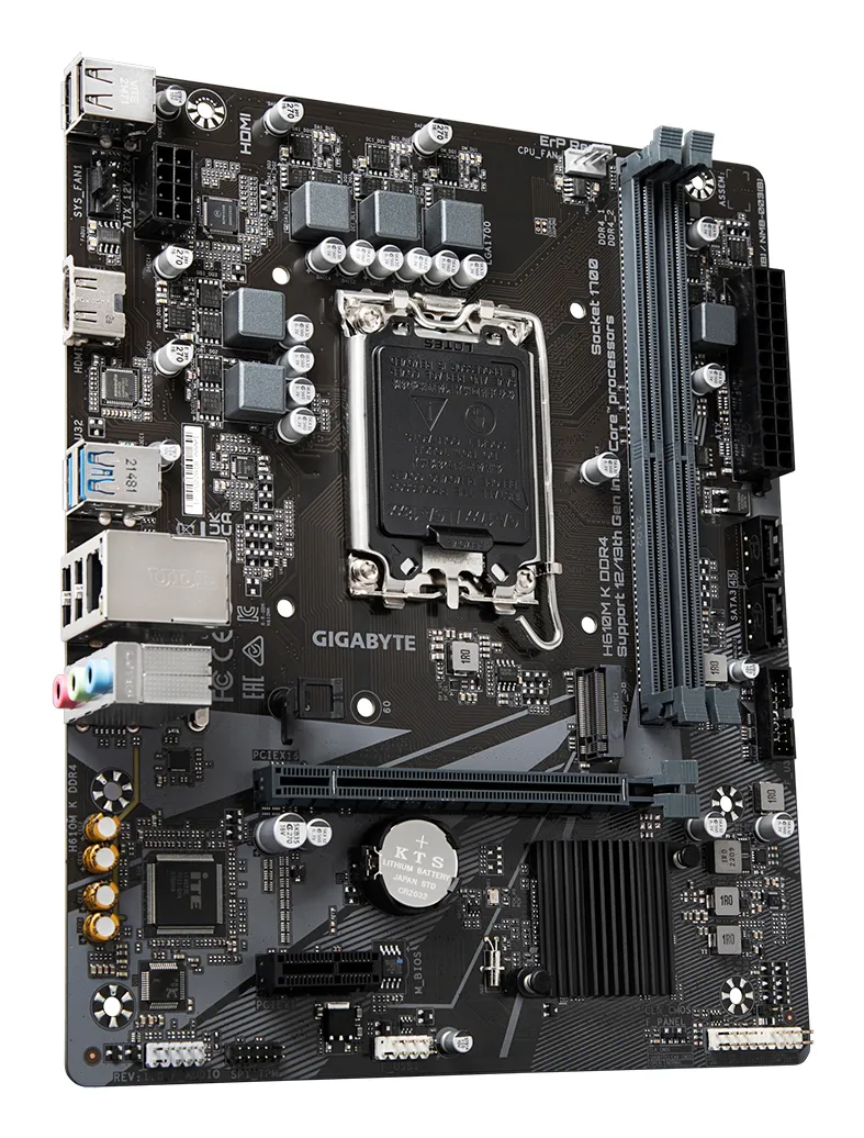 GIGABYTE H610M K DDR4 Mainboard - Unterstützt Intel Core Prozessoren 14th Gen CPUs, 3+1+1 Phases Hybrid Power Design, up to 3200MHz DDR4, 1xPCIe 3.0 M.2, GbE LAN, USB 3.2 Gen 1 – Bild 3