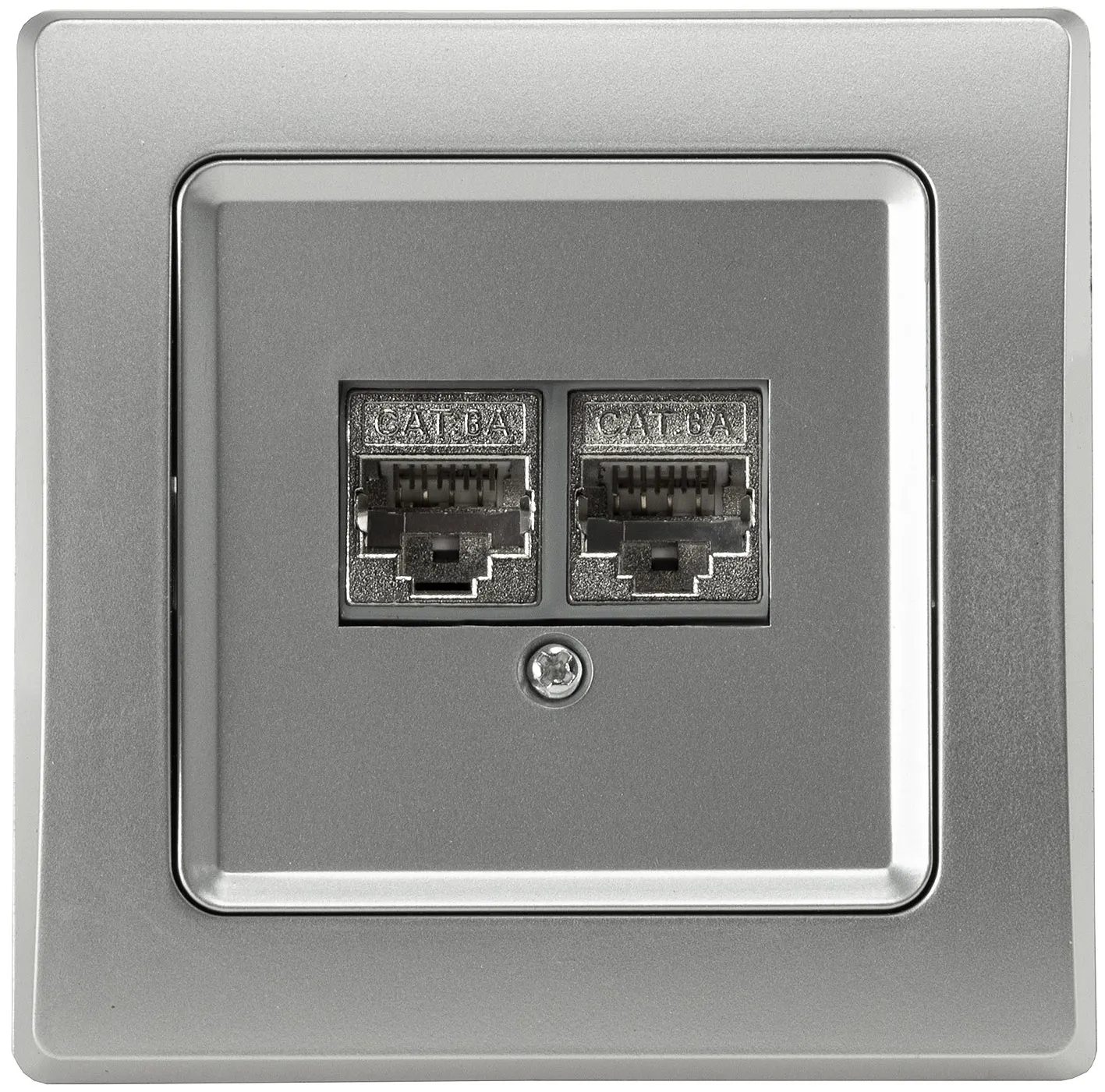 DELPHI Netzwerk-Dose 2x CAT6 inkl. Rahmen, UP, silber DELPHI Netzwerk-Dose 2x CAT6 inkl. Rahmen, UP, silber